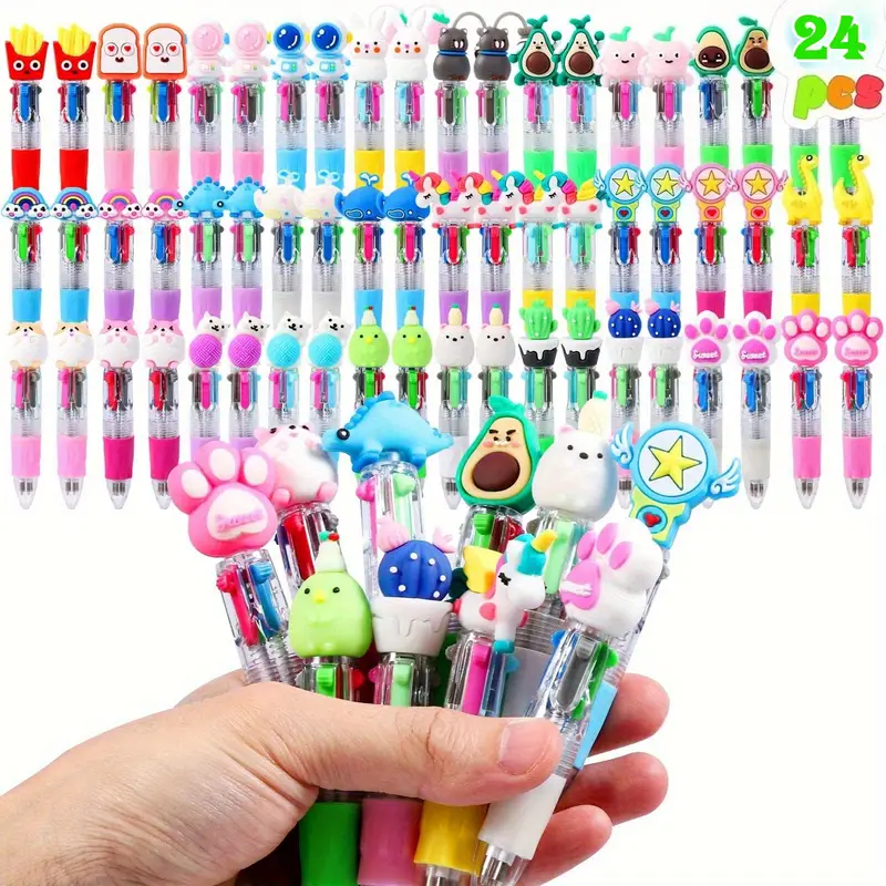 24pcs mini 4 in 1 multicolor retractable ballpoint pens mini pen set with blue red black green ink school supplies classroom prizes giveaways year end gifts christmas gifts h Product details 0