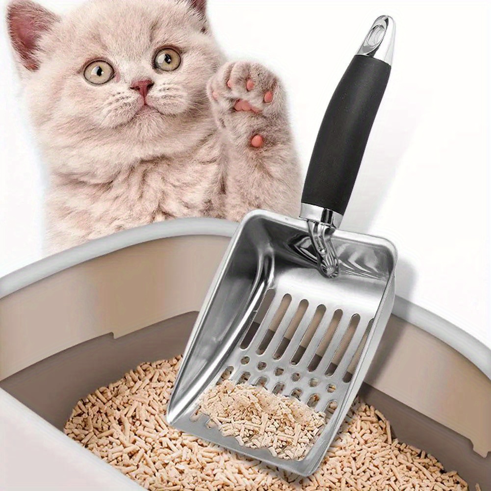 1pc stainless steel cat   with long handle   sand leakage design ideal for cat litter cleaning pet waste removal tool Product details 4