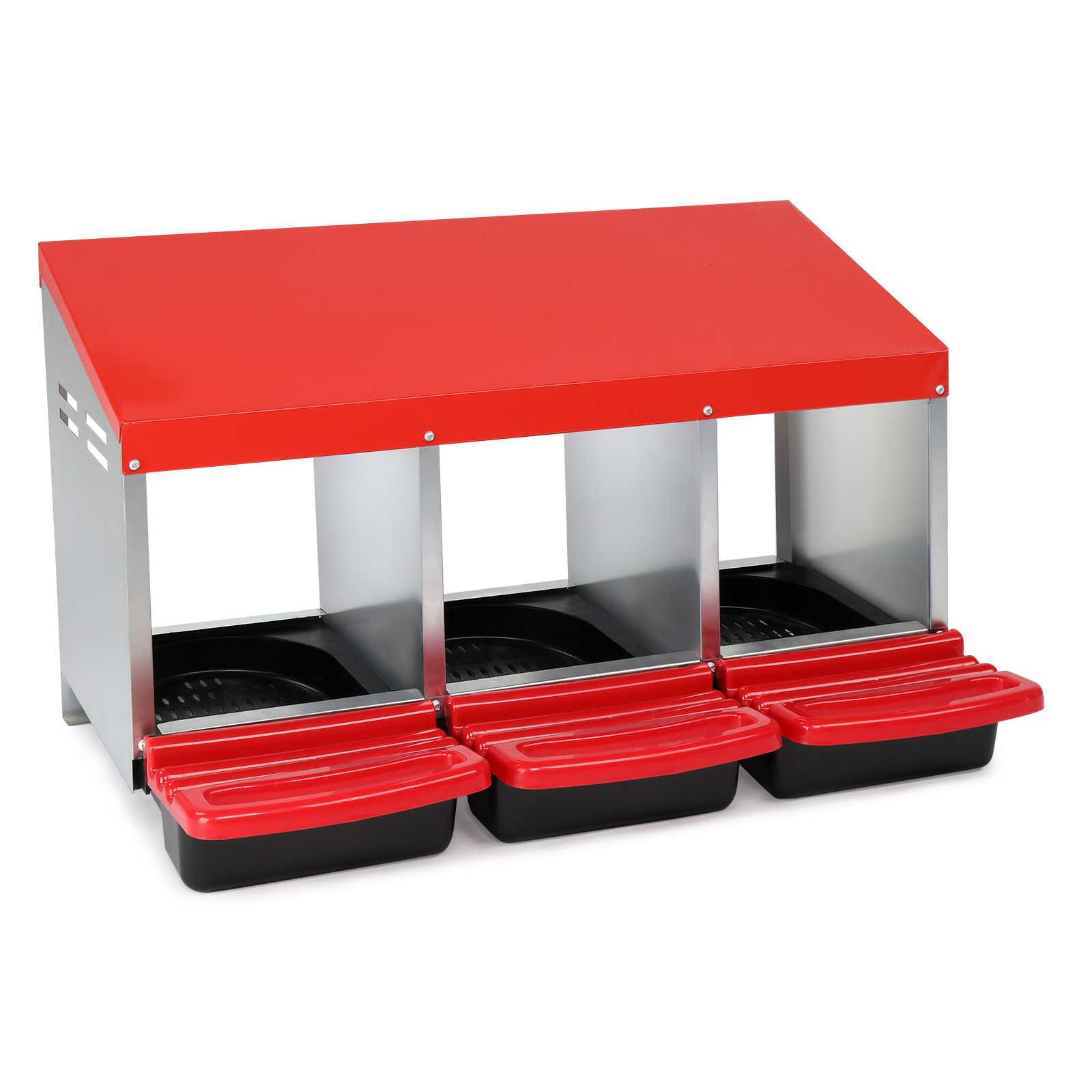 1&2&3 Compartments Chicken Nesting Boxes | Metal And Plastic Egg Laying Box With Swing Perch, Collection For Chicken Coop, Green, Red - Autoforever