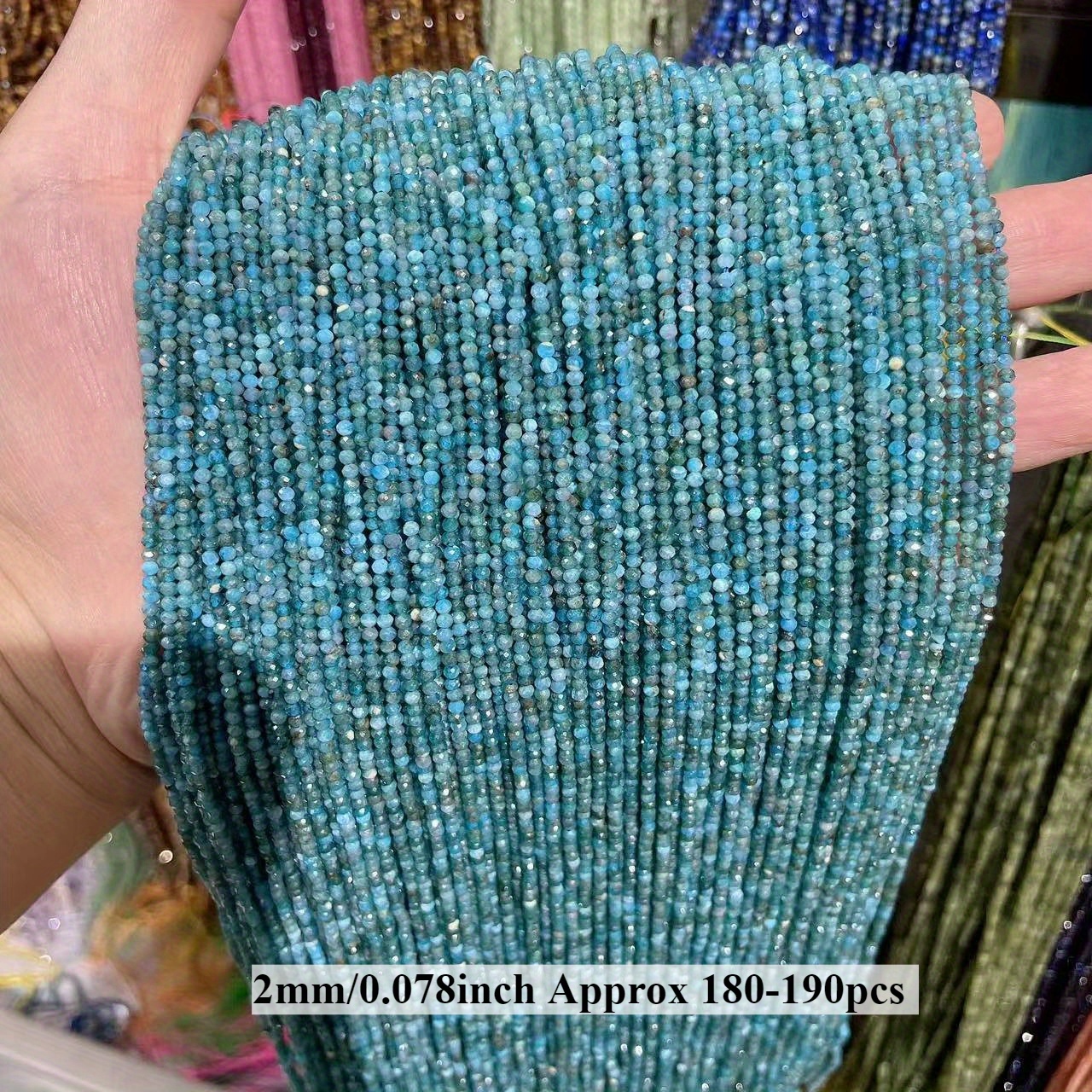 Image of Round Loose Beads Made Of 2mm Natural Blue Apatite Stone, Perfect For Jewelry Such As Necklaces, Bracelets, And Earrings, Ideal For Christmas Gifts
