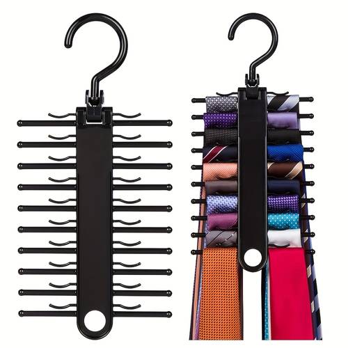 black storage bag hanger stand piece wardrobe tie storage rack storage tie belt hook 360 degree rotation space saving tie clip suitable for men to hang scarves belts hangers silk scarves bow ties hangers