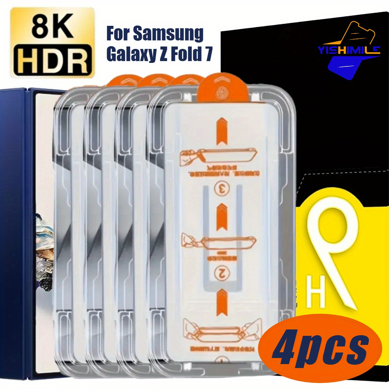 TEMU Set Of 4 High-definition Clear Tempered Glass Screen Protectors For The For For Galaxy Z Fold 7, Featuring , , Popular, Stylish Designs, And