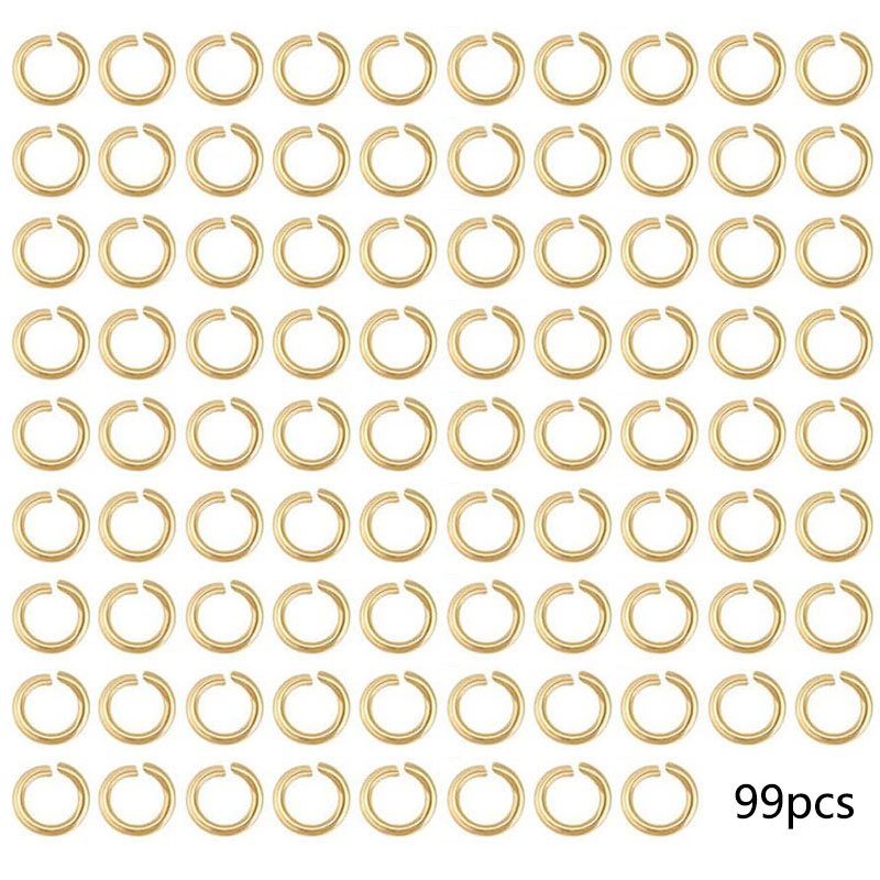 E-shop 99 Stück Edelstahl Ofen Vakuum 18K Vergoldenet 4mm-10mm Edelstahl Offene Biegeringe Splitterringe Verbinder zum Verbinden von Ringen