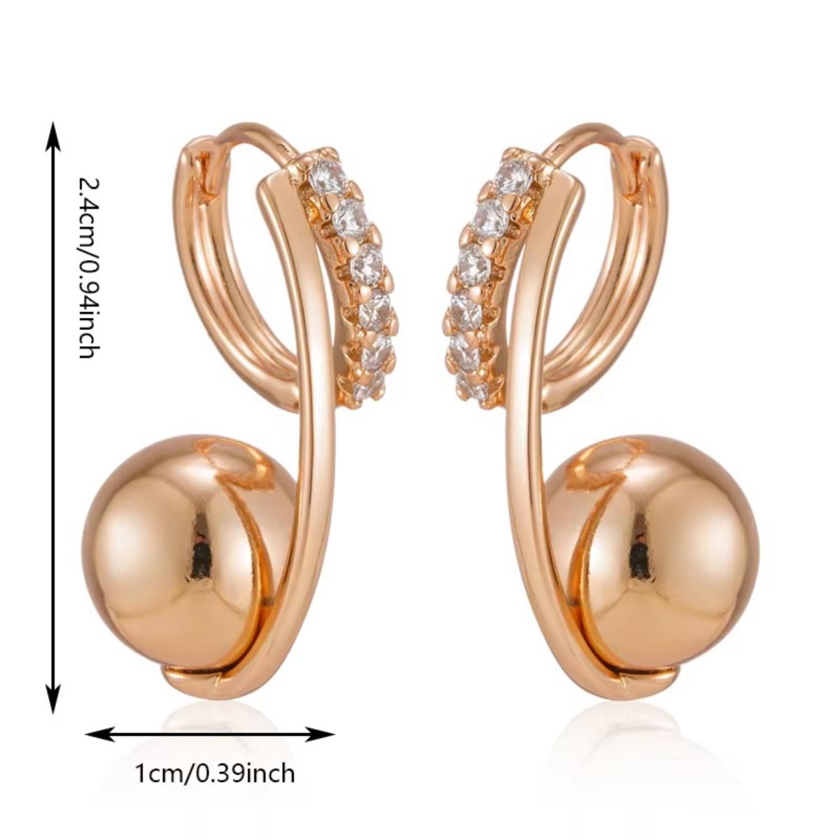 Women's Plated Dual Loop Drop Earrings with Synthetic Zirconia