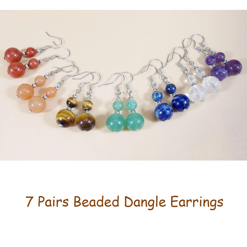 

7 Pairs Crystal Earrings, Beaded Dangle Earrings, Lightweight Gemstone Earrings Christmas Gifts For Women, Great For Birthday Gifts, Party, Christmas Gifts, Thanksgiving Gifts, Wedding Anniversary