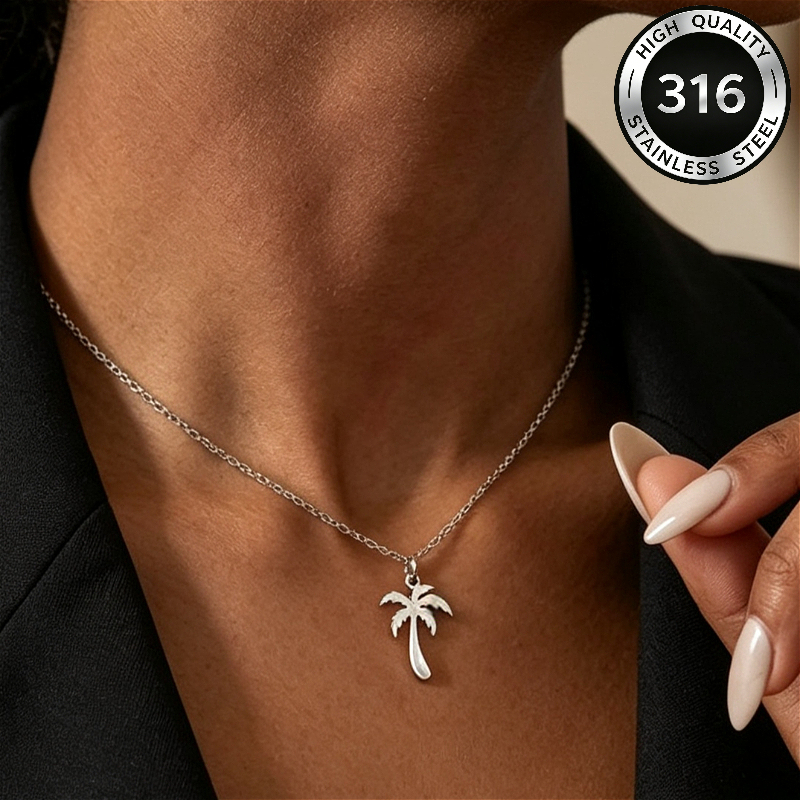 Women's Tropical Palm Tree Pendant Necklace