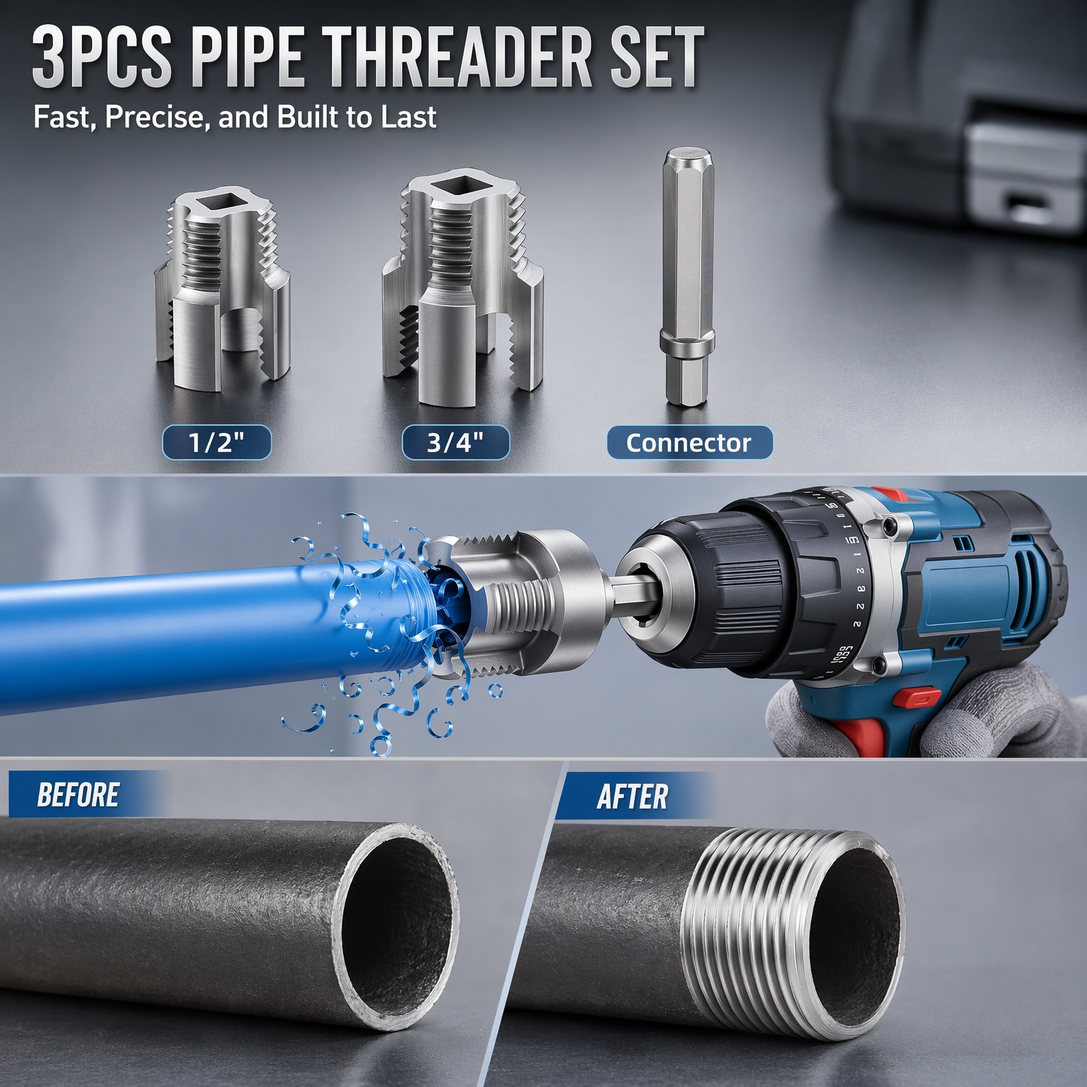 TEMU 3pcs Pipe Thread Cutting/anti-rust Sturdy Construction/fast And Efficient Thread /essential For Home And Workshop Pipes/halloween And Christmas