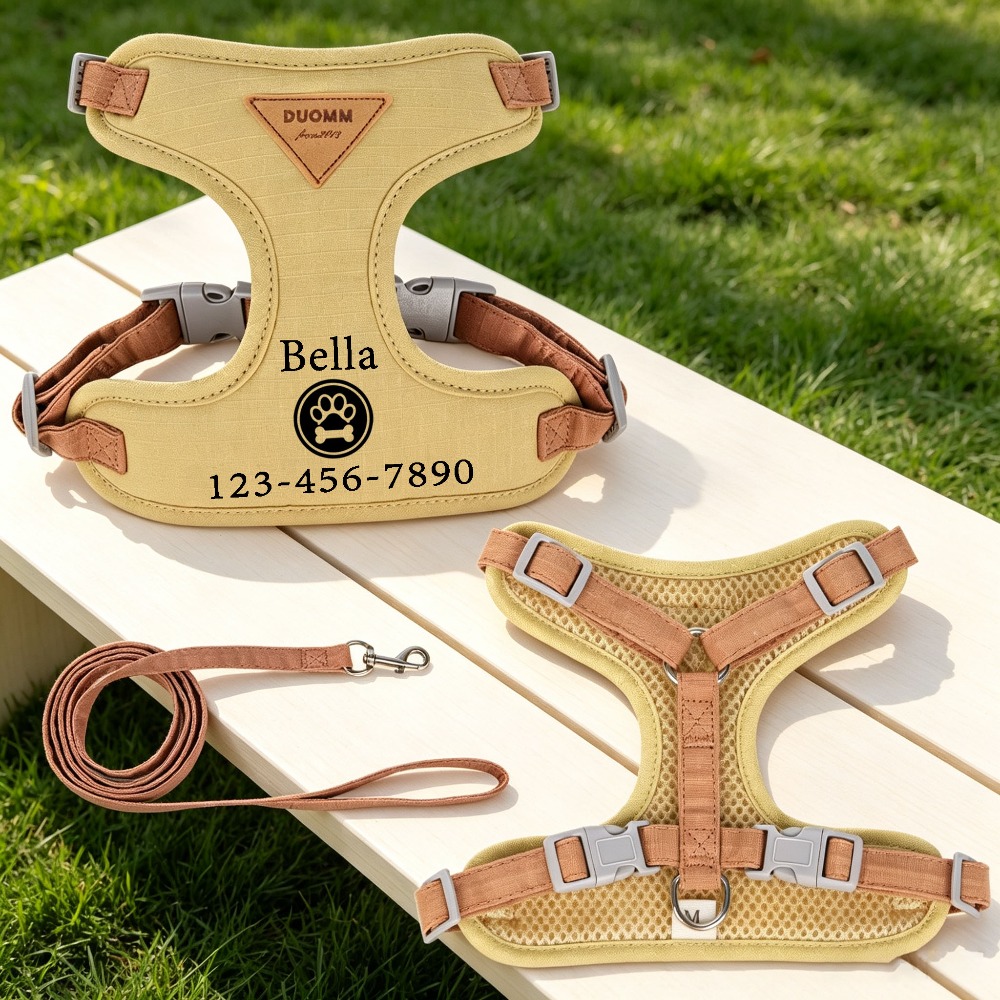 Pet Anti-Pull Harness with Personalized Name and Phone Number