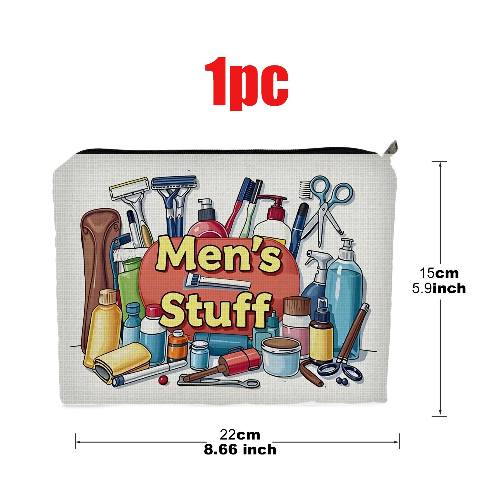 TEMU Trousse à maquillage double face, 1 pièce, taille 5.9in*8.66in, en polyester, convient au rangement des articles de toilette pour homme, cadeau