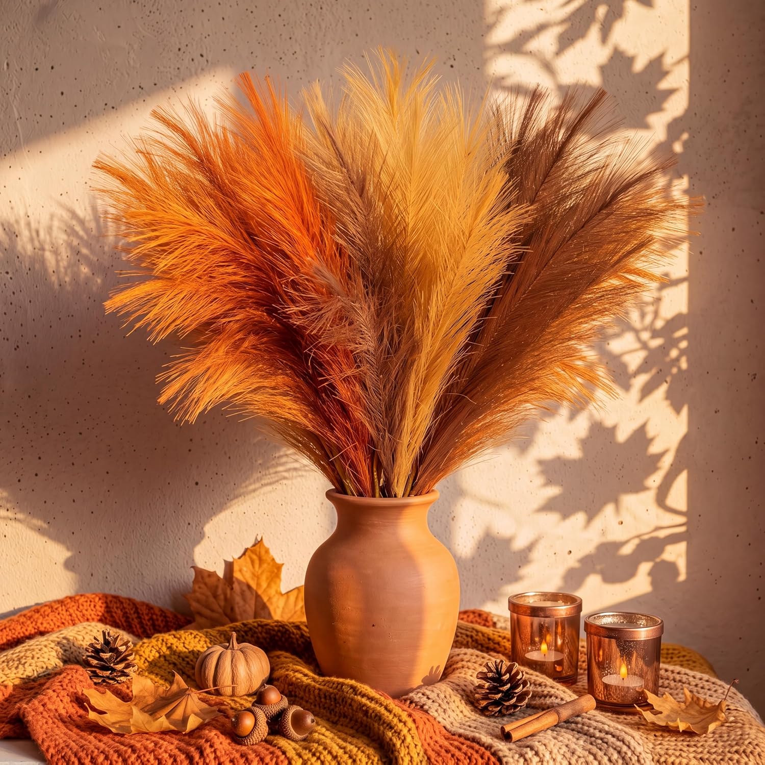 TEMU Confezione da 24 decorazioni con delle pampas , corti artificiali e soffici di delle pampas colorata da 24,01 pollici, riempitivo per vaso,