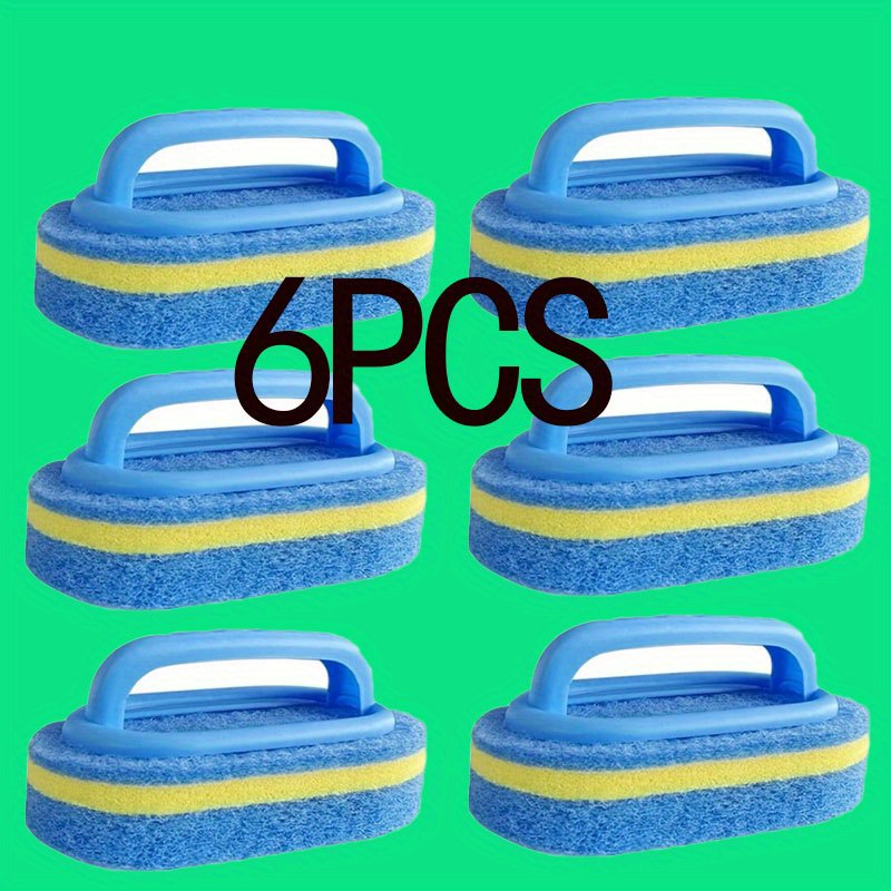 6pcs heavy duty natural sponge cleaning brushes with ergonomic handles thickened scrub pads quick dry non scratch for kitchen bathroom pots pans dishes   hands durable no pilling scrubbing brush for cleaning