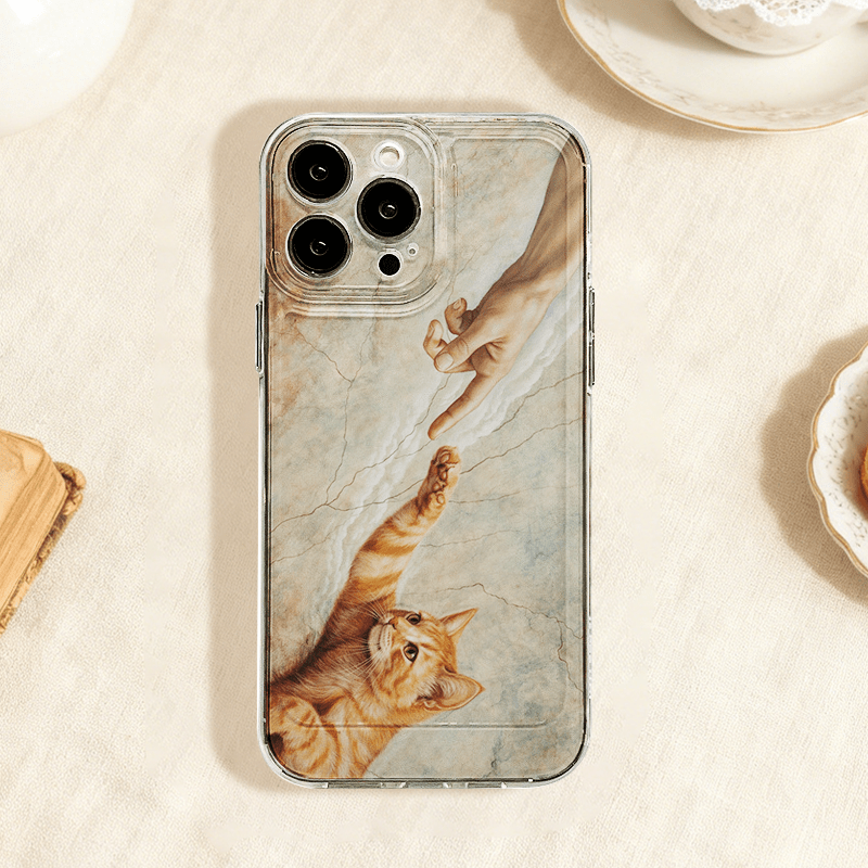 TEMU Phone Case: Ginger Cat Paw, , Pattern Phone Case, Design, Antifall, Durable, For Xiaomi 10t 11t 14t 15t Redmi 8 9 13c 14r A5 K80 Note8 11 12 13r