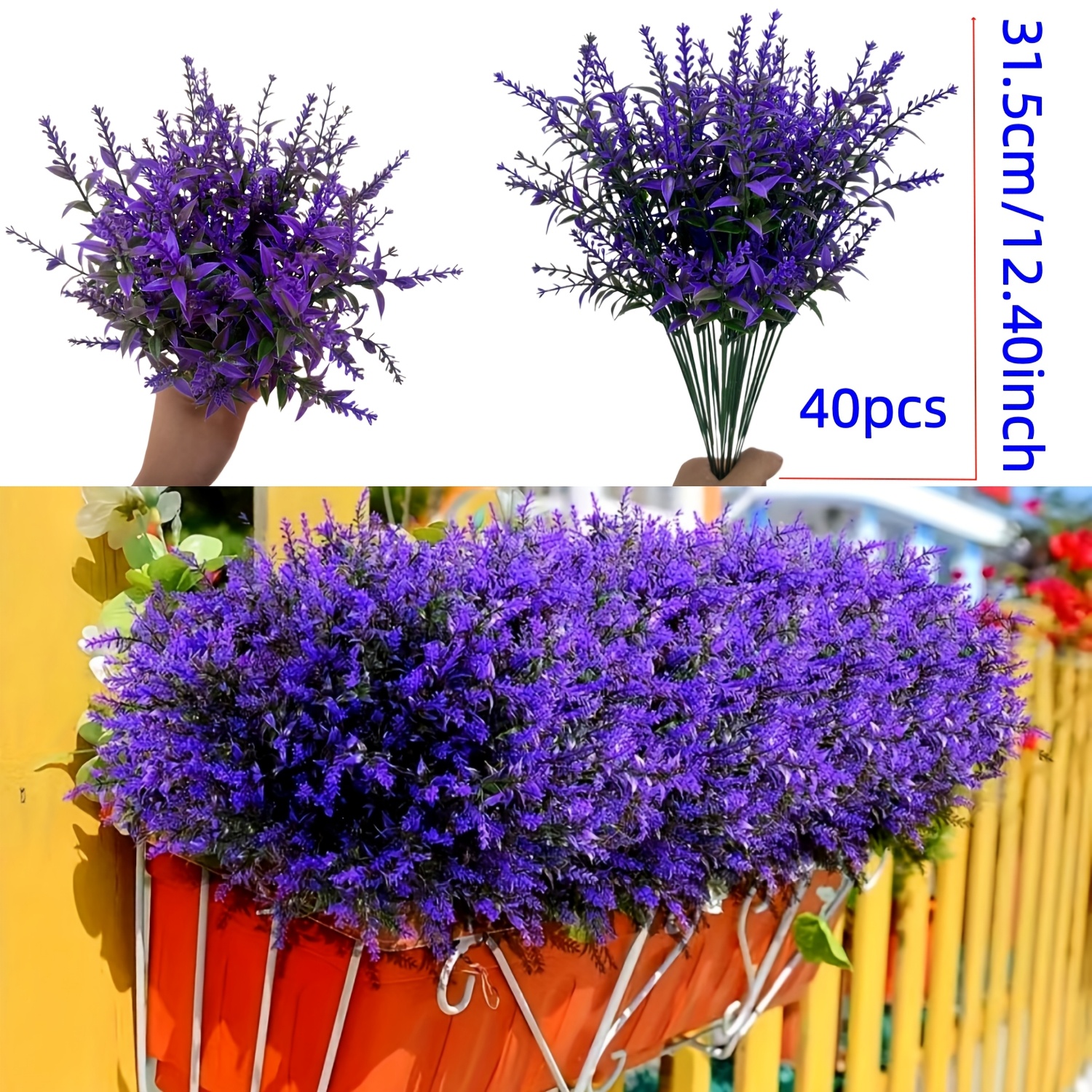TEMU 40pcs/40 Bunches Artificial Lavender Flowers Suitable For Home Wedding Easter Spring Decor, Realistic Plastic Lavender Bouquets For /outdoor