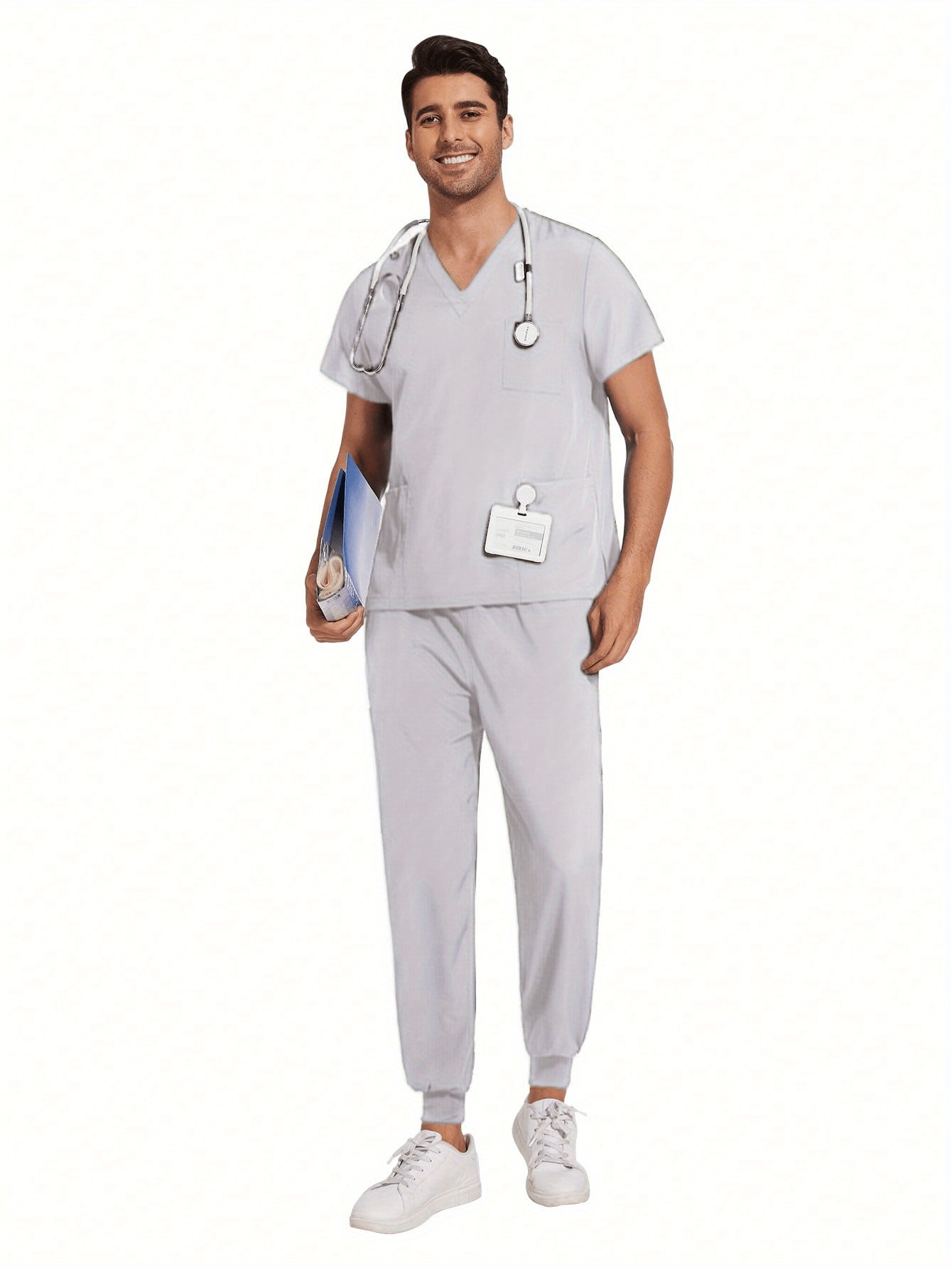 2pcs Set Pants Men Nurse Work Wear Uniforms Short Sleeve Mens Scrubs  Uniforms Work Clothes Set