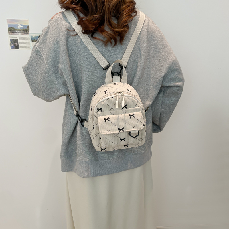 Bow Tie Corduroy Backpack Commuter Mini