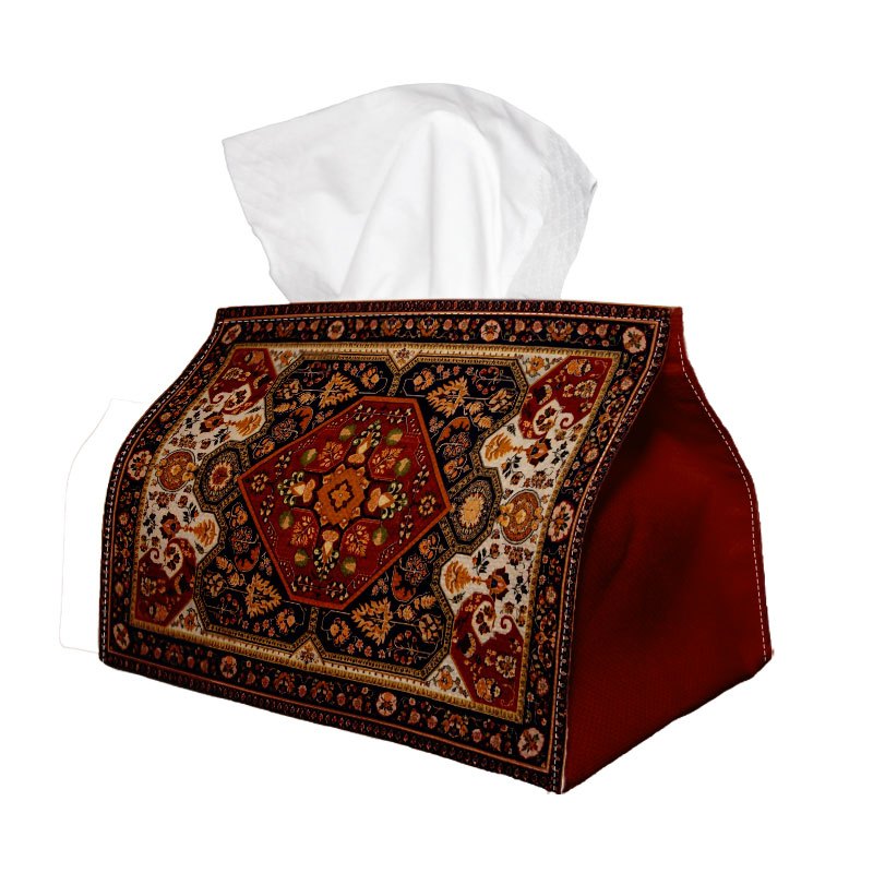 TEMU 1pc Tissue Box, Classic Oriental Traditional - Floral Medallion Ornamental, Durable Decorative Storage For Kitchen, Living Room, Bedroom, Car -