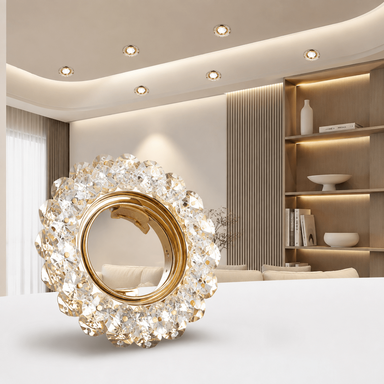 TEMU Modanatura per faretto a incasso in , supporto per downlight LED GU10 MR16 per soffitto, decorazione per soggiorno (lampadina non )