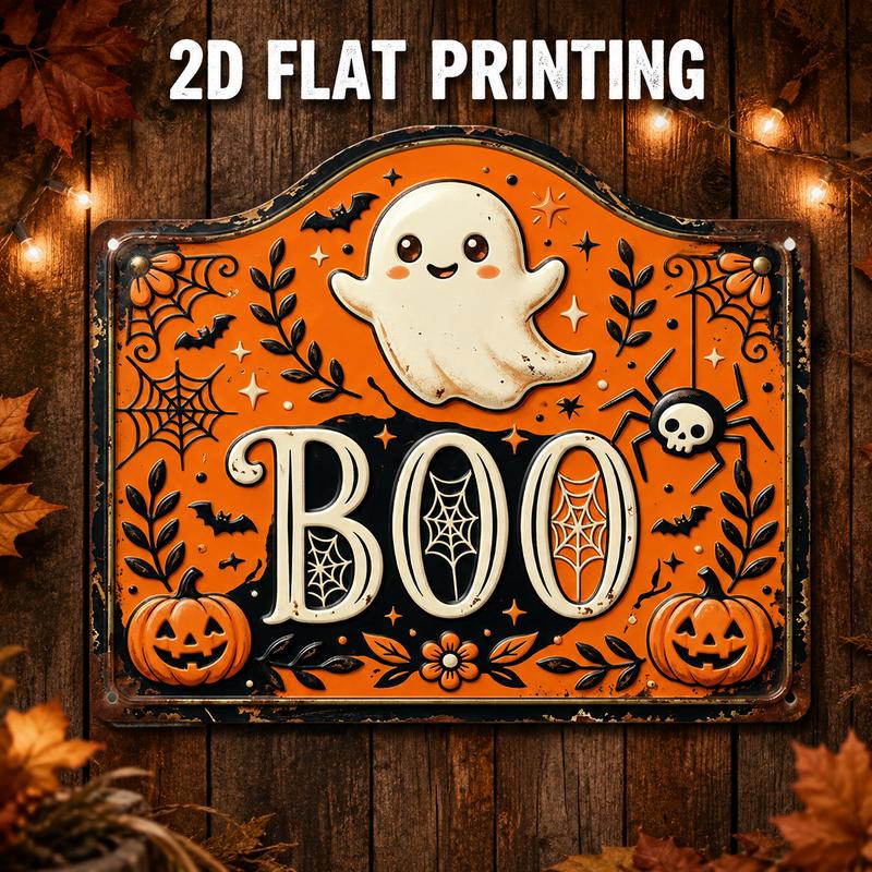 imagen del artículo 2d   - [2d  ] 1pc letrero divertido vintage envejecido y oxidado de   de halloween boo, (12x9.8),   de   envejecido, decoración navideña para patio, regalo temático de halloween, decoración de pared de jardín,   para patio, estilo retro    , resistente a  