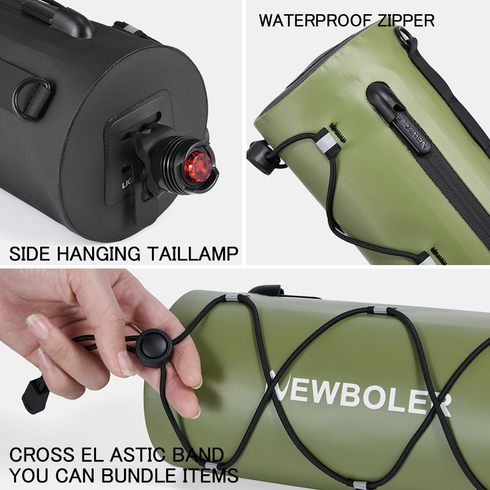 NEWBOLER Waterproof PVC Bicycle Handle Handbag - Multi Functional Black/Green Outdoor Backpack/Shoulder Bag, Suitable for Cycling, Hiking, And Travel, Multi Functional Travel Bag | Safe Zipper Bag | Mountain Bike Additions