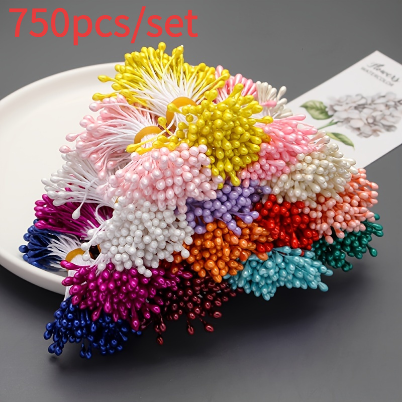 Image of 750/900/1200pcs/set Double-headed Artificial Pollen For Handicrafts, Mini Handmade Gypsum For Floriculture Arrangement, Journal Decoration, Reunion Activity Supplies