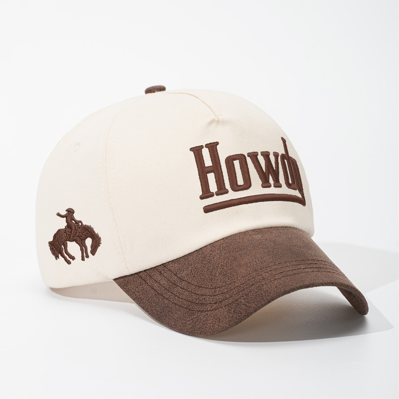 TEMU 1 Embroidered 3d Front "howdy" With Rider On Side Patch Colorblock Baseball , Unisex Trucker Hat, Breathable Adjustable Golf , Summer Fashion