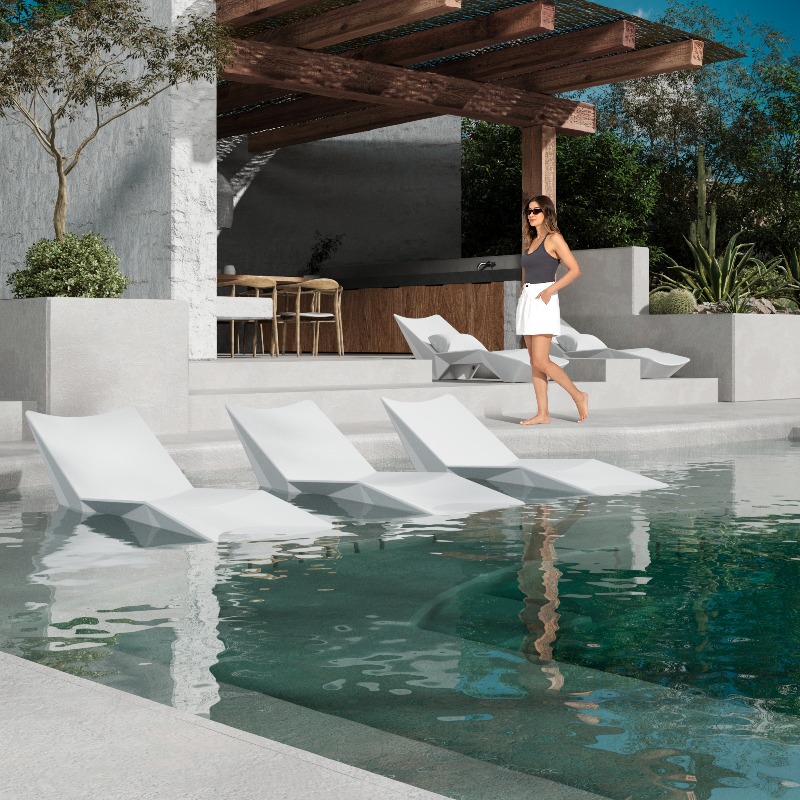 Designer In-Pool Chaise Lounge Chair, Modern Ergonomic S-Shaped Pool Lounger, Heavy-Duty UV And Waterproof Outdoor Recliner with Sand-Fill Weight Box And Drainage System, for Poolside, Patio And Shallow Water