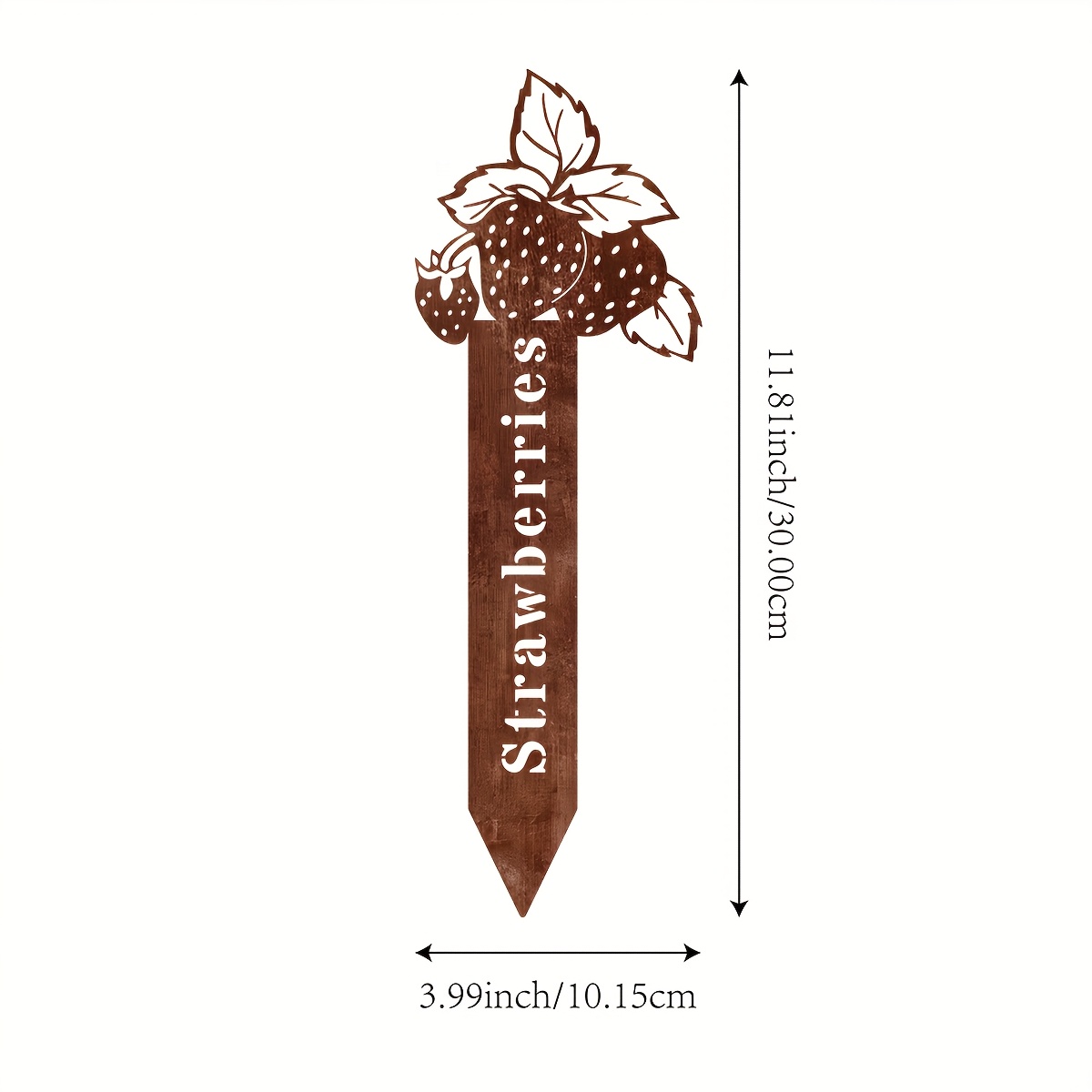 E-shop 2D-Flach, [2D-Flach] Ein Geschenk für alle , mit 1 Erdbeerschild aus Acryl im Rost-Effekt. Ideal für Gemüsegärten, Deko-Heringe Terrassen. für