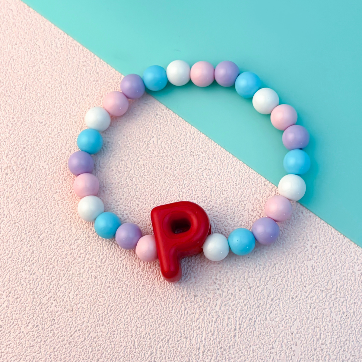 Playful Cartoon Macaron Multicolor Letter Elastic Bracelet