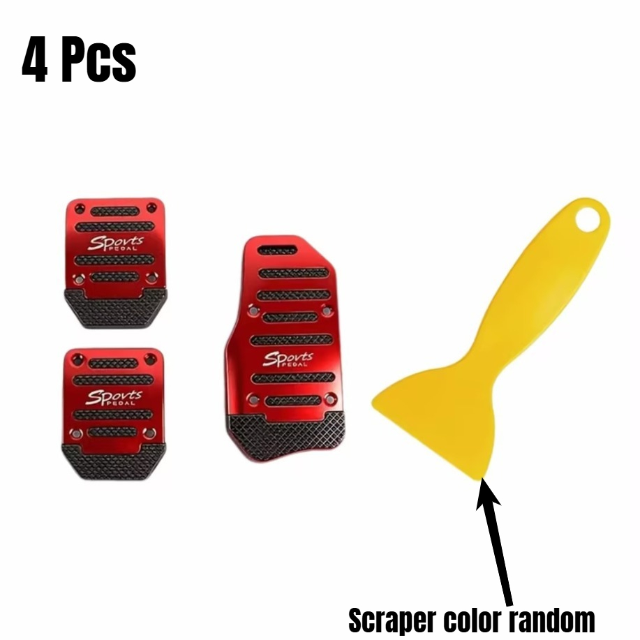 TEMU 4pcs Set: 3 Non-slip Pedals + 1 Scraper. Manual/automatic Transmission Non-slip Car Pedal Set - Ergonomically Designed, Durable And Lightweight.