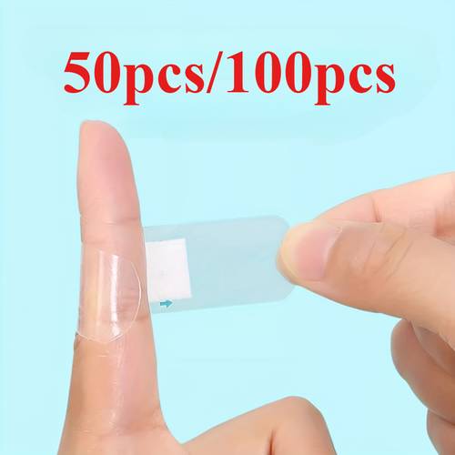 50pcs 100pcs transparent elastic bandage patches flexible breathable pe invisible for swimming sports for home outdoor first aid suitable for families
