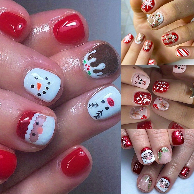 

96pcs 4pcs Red Set, Decorated Elk, And - Suitable For Women And , , Including Adhesive And File