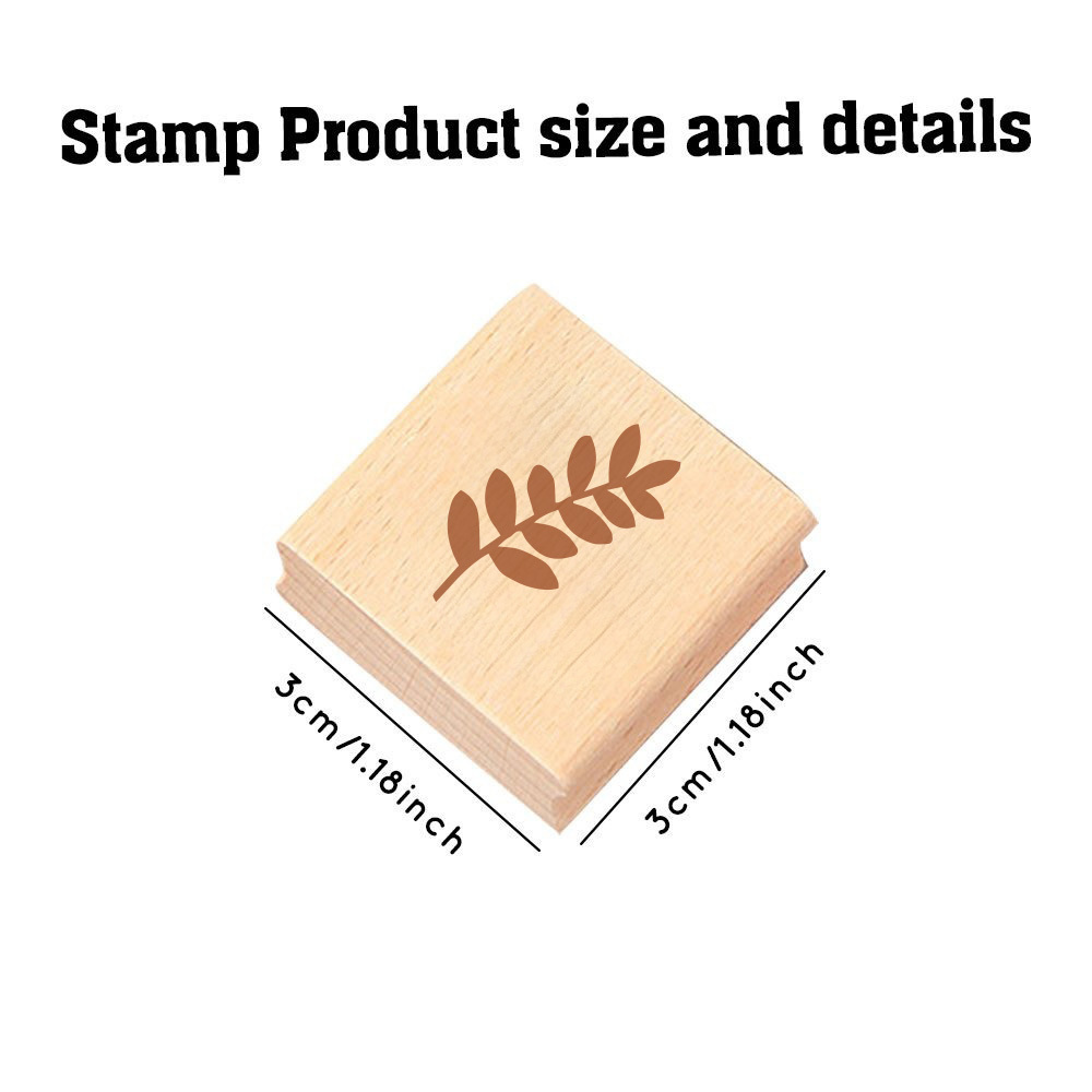Beautiful Twig with Rounded Small-Leaf Wooden Rubber Stamp