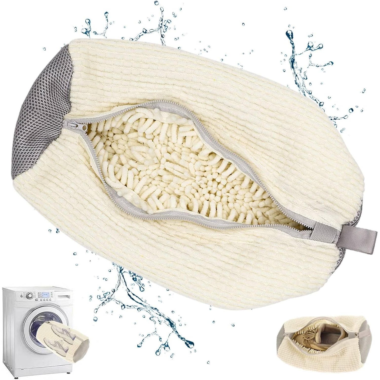 TEMU Shoe Washing Machine Bag, Shoes Laundry Bag, Reusable Mesh Shoe Wash Bags, 360 Degree Shoe Cleaning Bag With Zipper, Laundry Bag For Sneakers,
