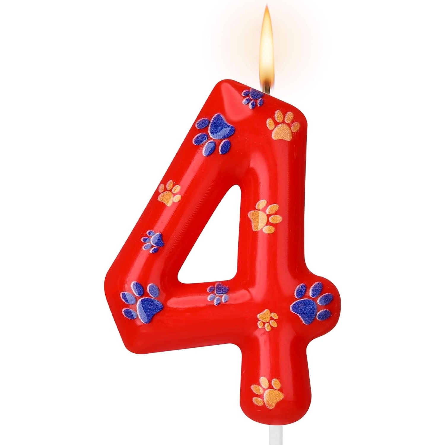 Image of 1pc, Dog Paw Print Birthday Candles, Number Birthday Cake Decorations, -6, Paw Print Party Decorations, Game-themed Party Supplies, Cupcake Topper Party Favors Decor Supplies, Christmas, Halloween
