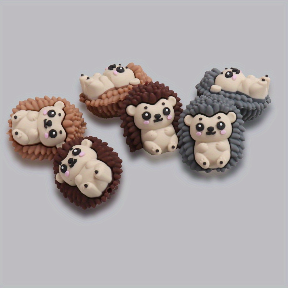 Image of 6pcs Stereoscopic Hedgehog Silicone Beads Bulk Craft Beads For Making, Necklace, Bracelet, Lanyard, Pen Charms - Handmade Gift For Crafters