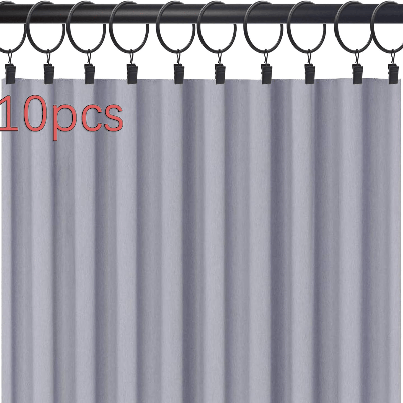 TEMU Anneaux de rideau en métal noir avec pinces, crochets de rideau durables de style ouvert, adaptés aux de rideaux de chambre/salon