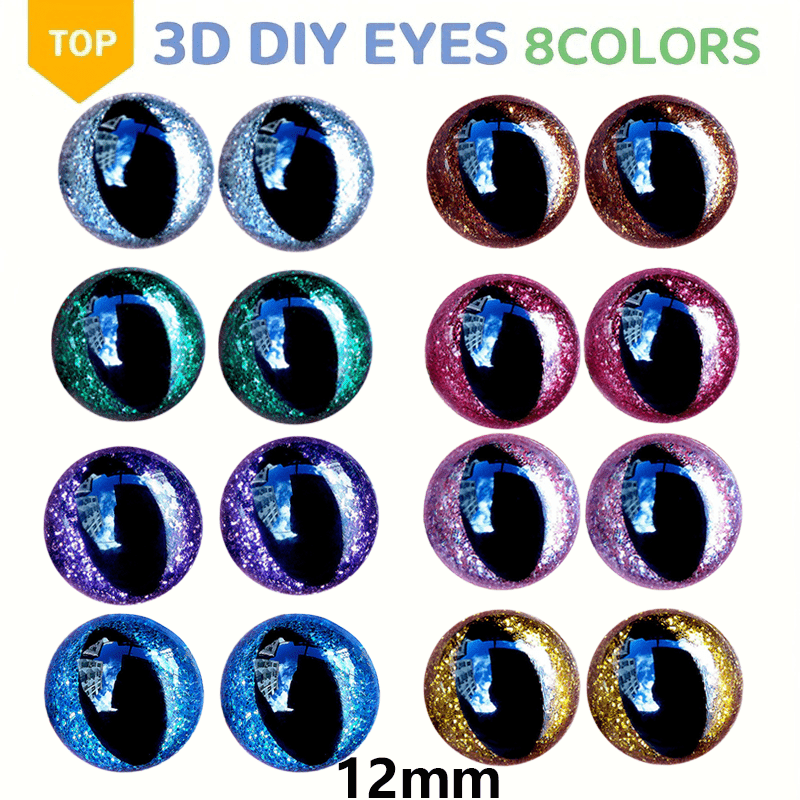 Image of 16pcs 3d Cat Eye Plush Toy - Safety Eyes With Vertical Iris Pupil, Realistic Doll Eyes Suitable For Diy Weaving, Plush Animal & Doll Making - Compatible With Doll Making Supplies &