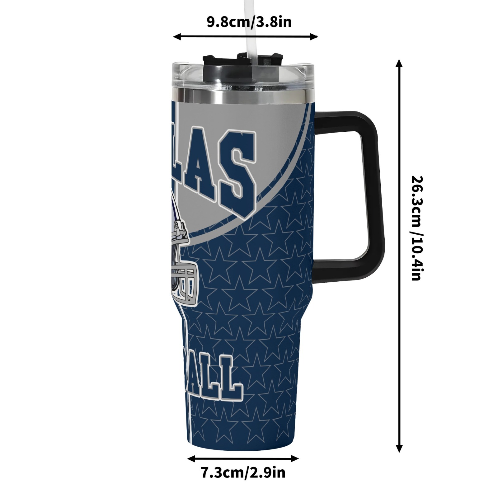 1pc dallas football 40oz stainless steel vacuum insulated bottle cup with handle and straw suitable for cold drink travel cup suitable for valentines day easter mothers day fathers day   for   5