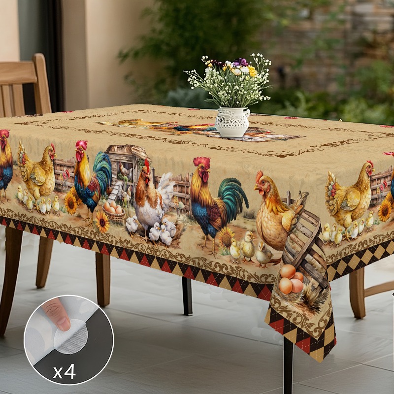 item picture tablecloth 1  rooster themed tablecloth   style rectangular and round tablecloths farmhouse rooster   spring easter party tablecloth kitchen accessories room and outdoor decor ideal gift