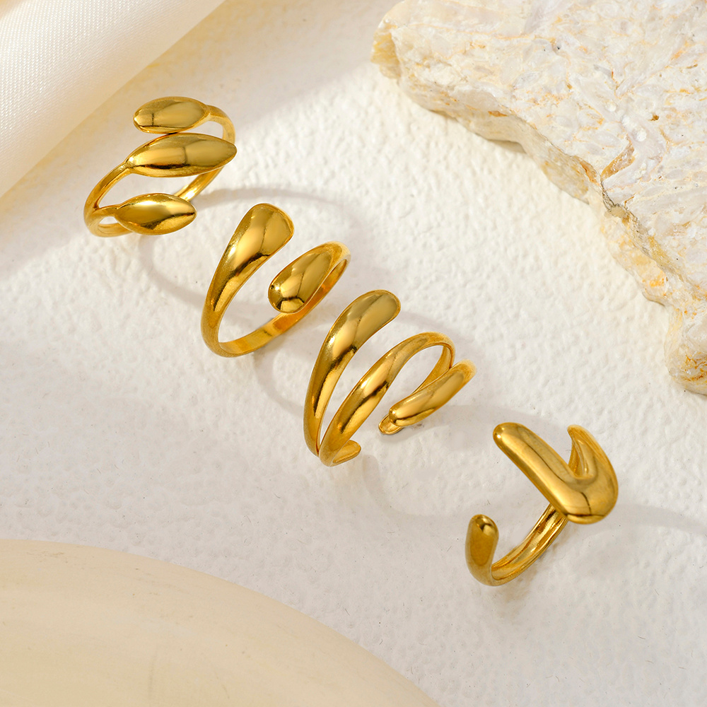 4pcs 18K Gold Plated Adjustable Stackable Ring Set