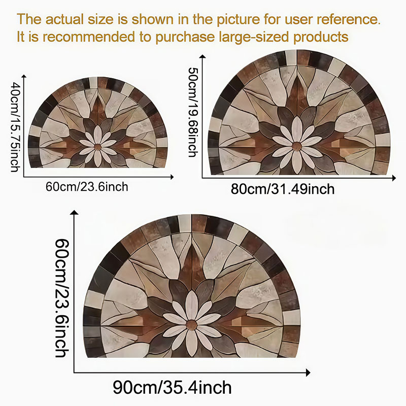 TEMU Open 1pc Of Daisy Pattern Semi-circular Non-slip Doormat, Soft Flannel Design, Non-slip Backing, Suitable For Hallway, Kitchen, Garden - Machine