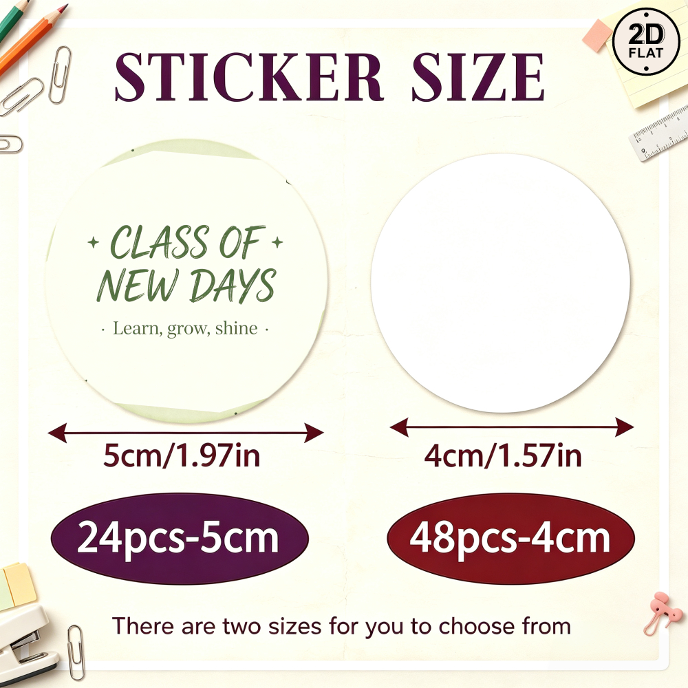 24/48pcs Back to School Round Stickers Learn Grow   for Classroom Decor, Office Supplies, Birthday Parties, Gift Wrapping, Crafts