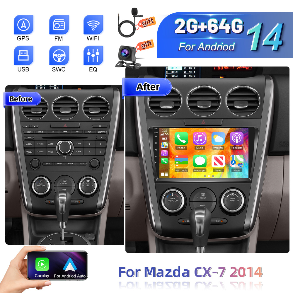 Image of [2+64g] 14 Car Stereo For 2014 With & Car, 9 Inch Touchscreen Car Radio With Wifi Dsp Fm/rds Radio Swc+ Ahd Rear View Camera + Car Frame+mic