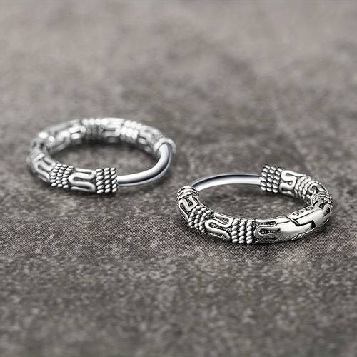 stainless steel carved vintage earrings silvery copper unisex style chic jewelry gift unlock gender neutral fashion