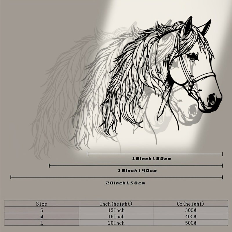 TEMU A Retro Horse Head Metal Wall Decoration Black Indoor And Outdoor Decoration Sturdy Iron Construction Easy Statue Living Room Courtyard Office