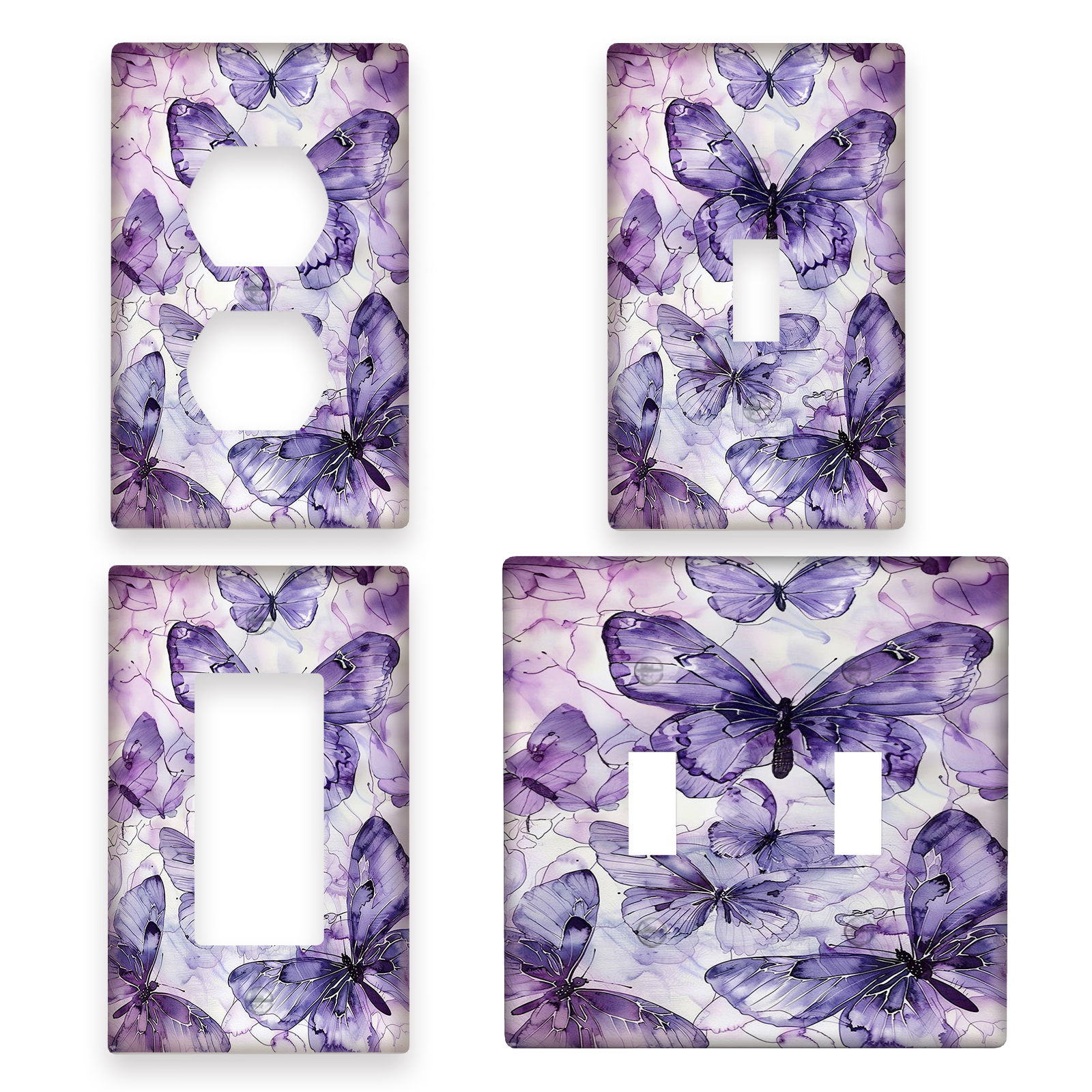 

Purple Butterfly Light For Switch Cover - Decorative Wall Plate For Country Bathroom & Bedroom,