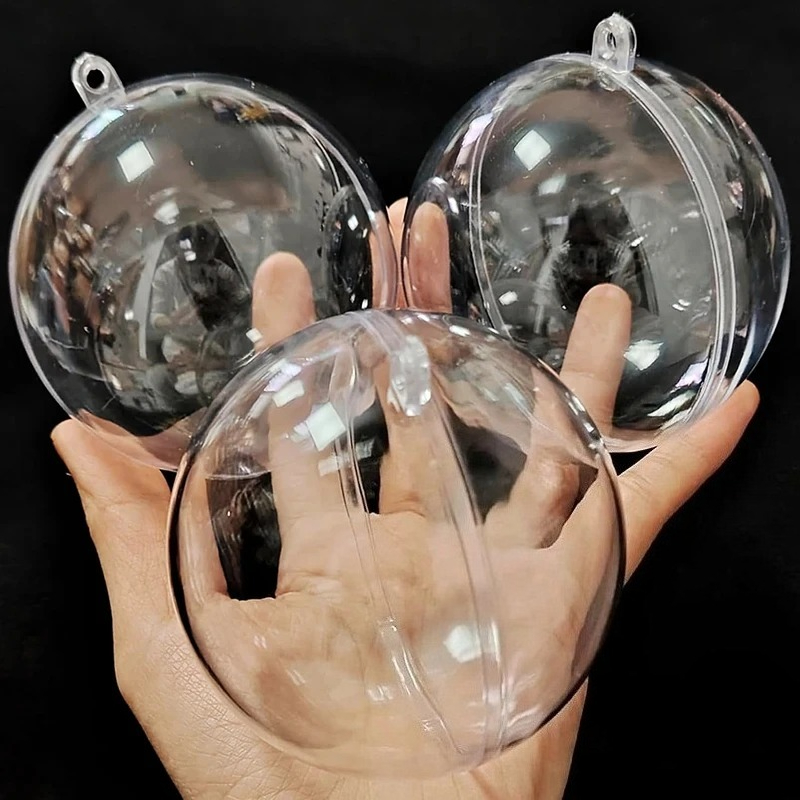 TEMU Esferas transparentes de Navidad, bolas decorativas huecas de plástico rellenables, adornos colgantes para árbol de Navidad, decoraciones para