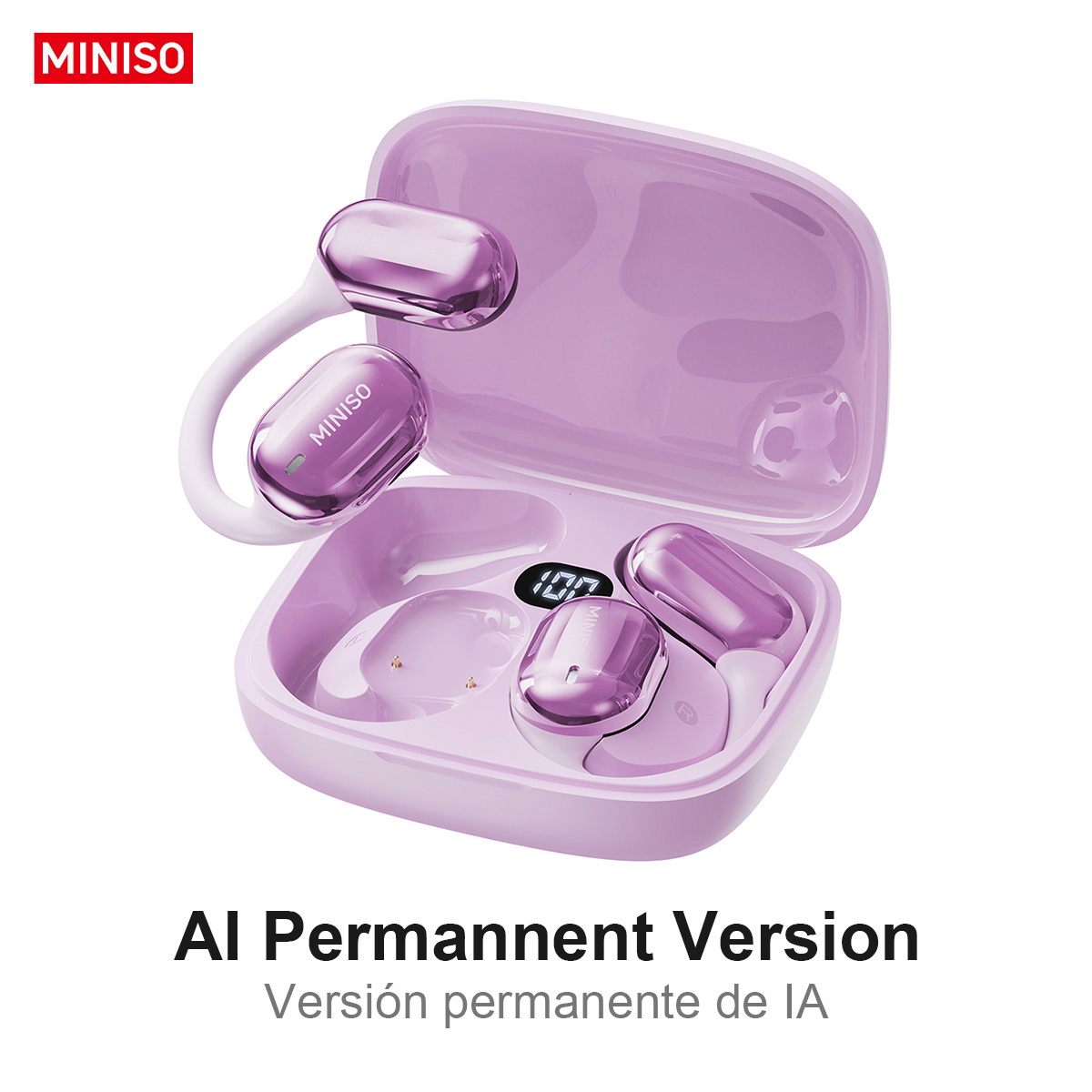 Image of Miniso Ms162 Ai Translation Wireless Earphones, Wireless 5.4 Technology, Low Latency, , Not Easy To Fall Off, More , Support 75 Languages Translation - Suitable For Sports, Games, Work