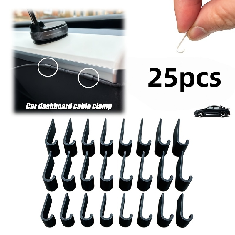 TEMU [car Dashboard Clips] 25pcs Car Dashboard Clips, Compatible With 3.4mm Wire Diameter, Structurally Stable And Fixed, Can Organize Cam Or Phone
