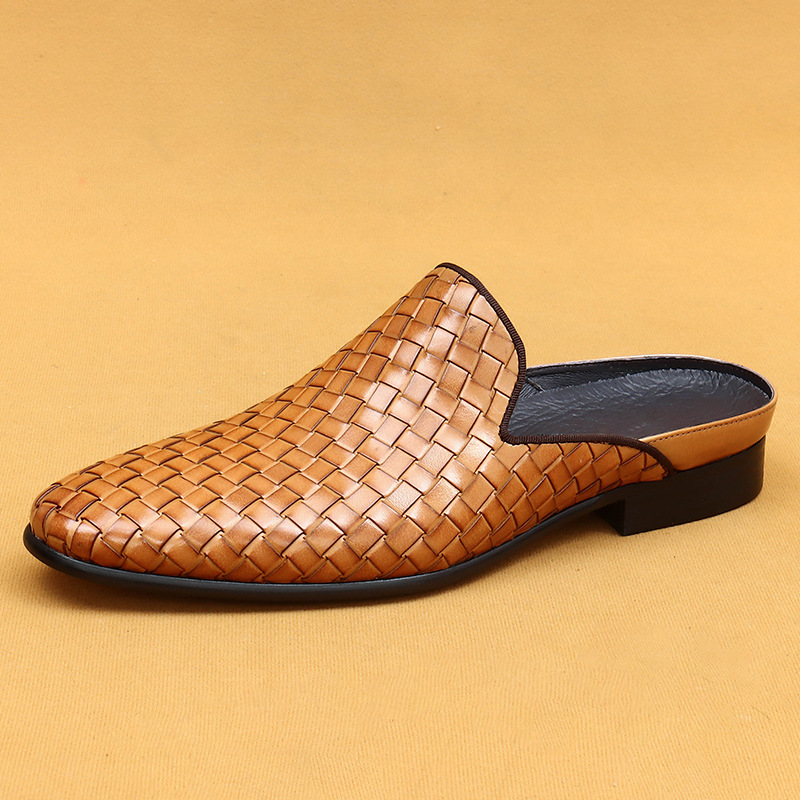Image of Men's Open-toe Slippers For Outdoor Wear, Business Casual Half-slippers, Classic Business Casual Loafers For Men, Suitable For Office, Parties, And Casual Wear, Slip-on Formal Shoes